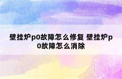 壁挂炉p0故障怎么修复 壁挂炉p0故障怎么消除